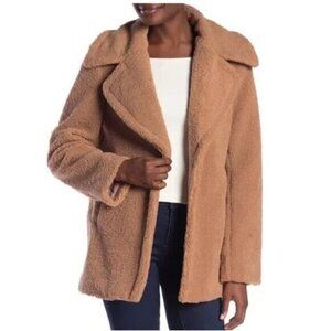French Connection Teddy Sherpa Peacoat Oversized Jacket in Light Brown Size XS